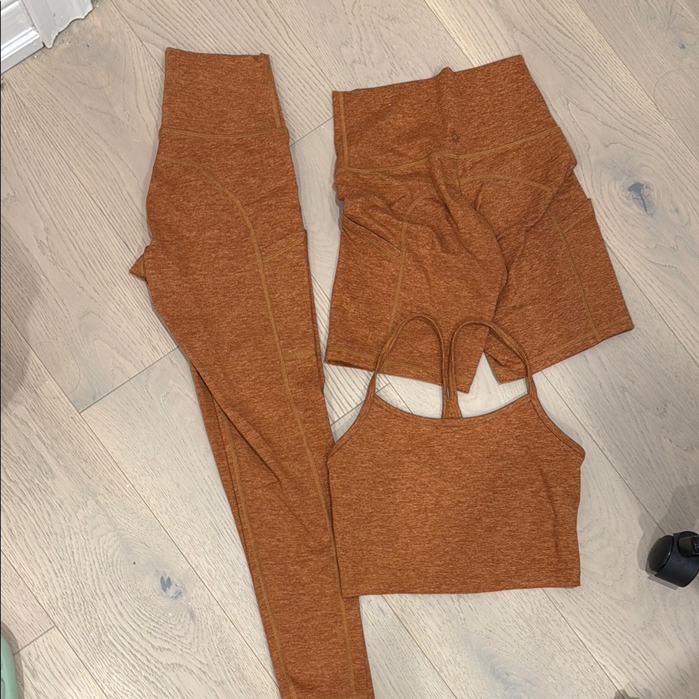 Offline Aerie Rust Leggings and Shorts Set